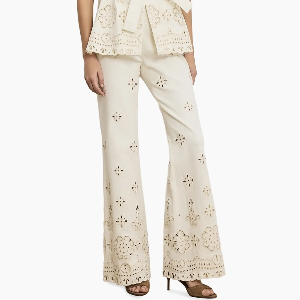 Veronica Beard Komi Eyelet Flare Pants